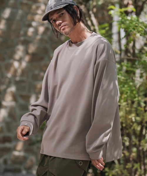 CAMBIO(カンビオ)の「mlt5432-ビッグシルエットサイドスリット鹿の子カットソー(Tシャツ/カットソー・メンズ・グレイッシュベージュ/ブラック/ホワイト・M/L/XL)」の3枚目の写真
