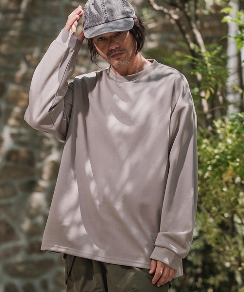 CAMBIO(カンビオ)の「mlt5432-ビッグシルエットサイドスリット鹿の子カットソー(Tシャツ/カットソー・メンズ・グレイッシュベージュ/ブラック/ホワイト・M/L/XL)」の5枚目の写真