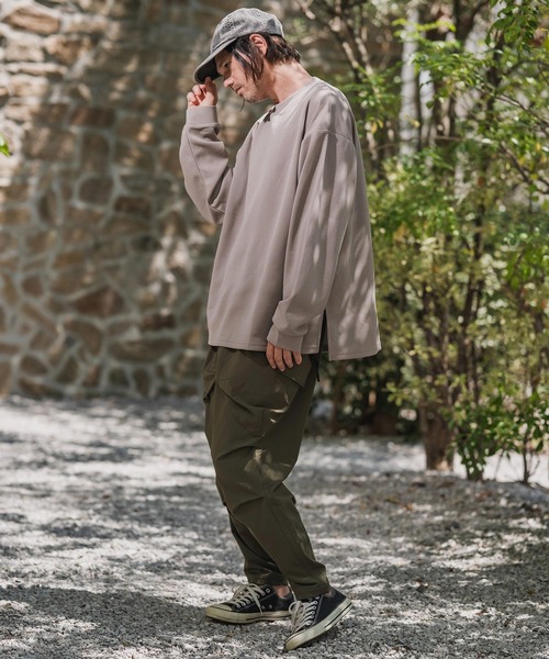 CAMBIO(カンビオ)の「mlt5432-ビッグシルエットサイドスリット鹿の子カットソー(Tシャツ/カットソー・メンズ・グレイッシュベージュ/ブラック/ホワイト・M/L/XL)」の7枚目の写真