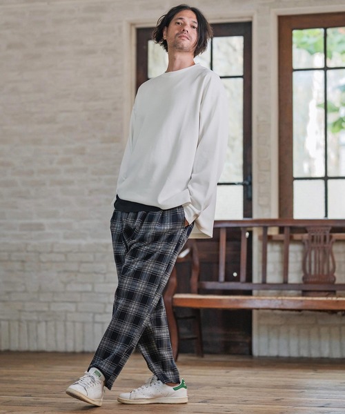 CAMBIO(カンビオ)の「mlt5432-ビッグシルエットサイドスリット鹿の子カットソー(Tシャツ/カットソー・メンズ・グレイッシュベージュ/ブラック/ホワイト・M/L/XL)」の10枚目の写真