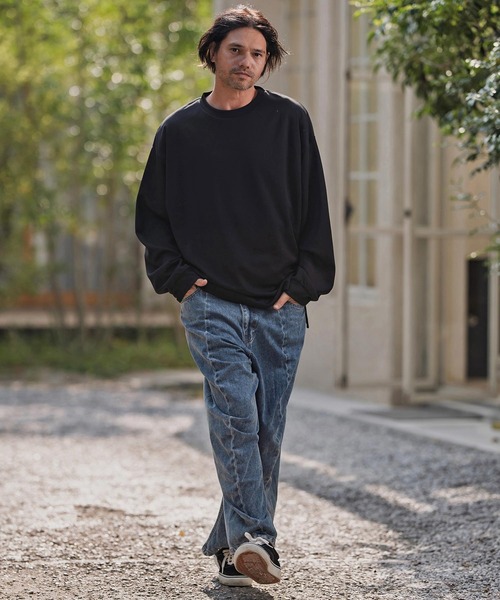 CAMBIO(カンビオ)の「mlt5432-ビッグシルエットサイドスリット鹿の子カットソー(Tシャツ/カットソー・メンズ・グレイッシュベージュ/ブラック/ホワイト・M/L/XL)」の15枚目の写真