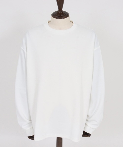 CAMBIO(カンビオ)の「mlt5432-ビッグシルエットサイドスリット鹿の子カットソー(Tシャツ/カットソー・メンズ・グレイッシュベージュ/ブラック/ホワイト・M/L/XL)」の18枚目の写真