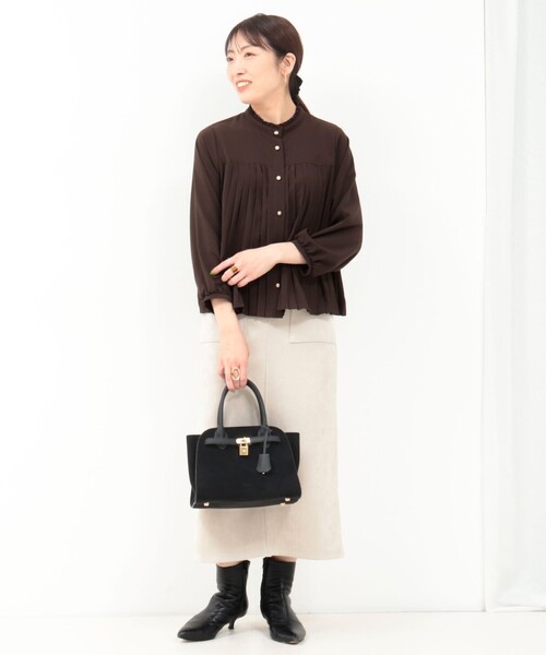 MICO COULIER（ミコクリエ）の「ジョーゼットプリーツブラウス（シャツ/ブラウス・レディース・ホワイト系その他/ネイビー/ブラウン/グレイッシュベージュ・38）」の22枚目の写真