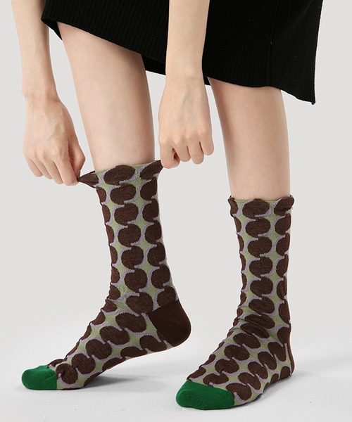 SANSeLF（サンセルフ）の「【SANSeLF】ラウンドモチーフ ミドル丈 ジオメトリックソックス saa25a081（ソックス/靴下・レディース・マルチ・FREE）」の4枚目の写真