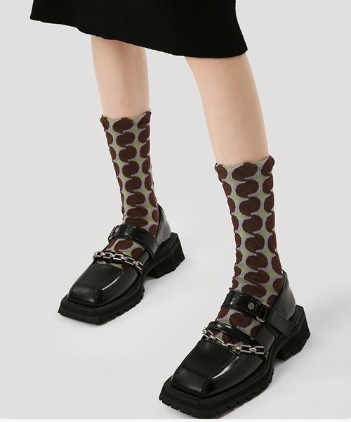 SANSeLF（サンセルフ）の「【SANSeLF】ラウンドモチーフ ミドル丈 ジオメトリックソックス saa25a081（ソックス/靴下・レディース・マルチ・FREE）」の3枚目の写真