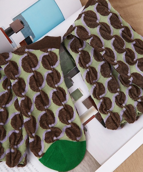 SANSeLF（サンセルフ）の「【SANSeLF】ラウンドモチーフ ミドル丈 ジオメトリックソックス saa25a081（ソックス/靴下・レディース・マルチ・FREE）」の7枚目の写真