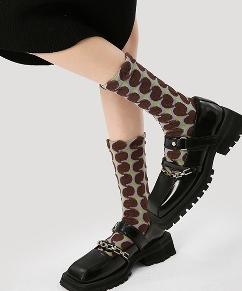 SANSeLF（サンセルフ）の「【SANSeLF】ラウンドモチーフ ミドル丈 ジオメトリックソックス saa25a081（ソックス/靴下・レディース・マルチ・FREE）」の2枚目の写真