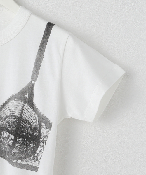 vaquera バケラ ブラプリント ホワイト Tシャツ S VAQUERA / バケラ WOMEN BRA T SHIRT（Tシャツ／カットソー）｜PULP