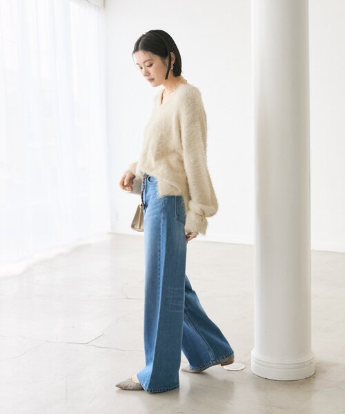 RIVE DROITE メランジフェザー2wayニット リバイバル/前後2WAY】メランジフェザー2WAYニット（ニット/セーター