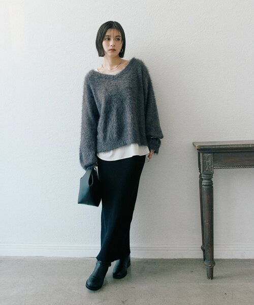 リバイバル/前後2WAY】メランジフェザー2WAYニット（ニット/セーター