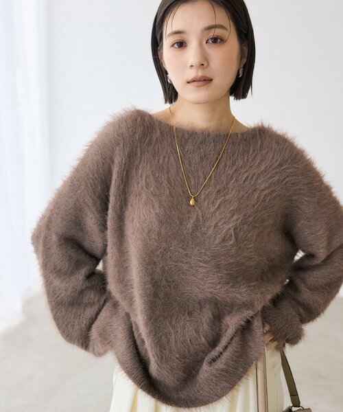 RIVE DROITE（リヴドロワ）の「【リバイバル/前後2WAY】メランジフェザー2WAYニット（ニット/セーター・レディース・チャコールグレー/ブラウン/ホワイト系その他・FREE）」の6枚目の写真