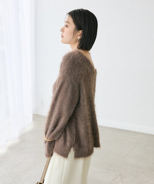 RIVE DROITE（リヴドロワ）の「【リバイバル/前後2WAY】メランジフェザー2WAYニット（ニット/セーター・レディース・チャコールグレー/ブラウン/ホワイト系その他・FREE）」の8枚目の写真