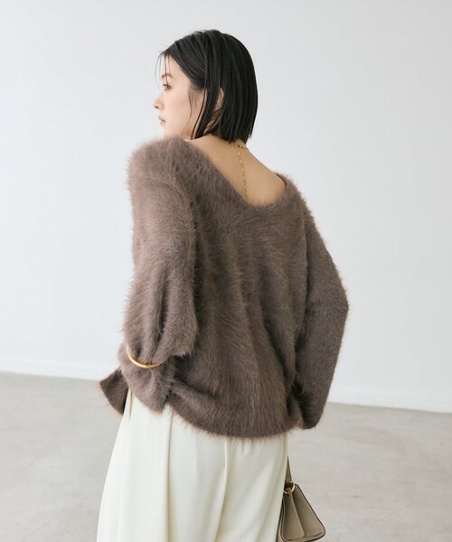 RIVE DROITE メランジフェザー2wayニット リバイバル/前後2WAY】メランジフェザー2WAYニット（ニット/セーター