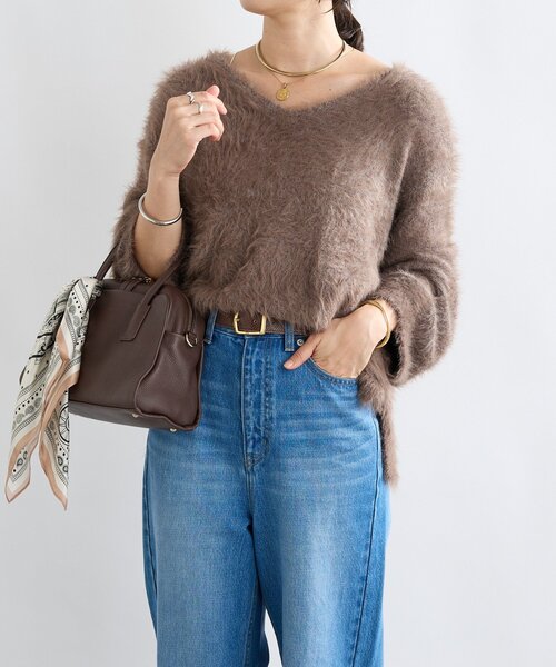 RIVE DROITE（リヴドロワ）の「【リバイバル/前後2WAY】メランジフェザー2WAYニット（ニット/セーター・レディース・チャコールグレー/ブラウン/ホワイト系その他・FREE）」の14枚目の写真