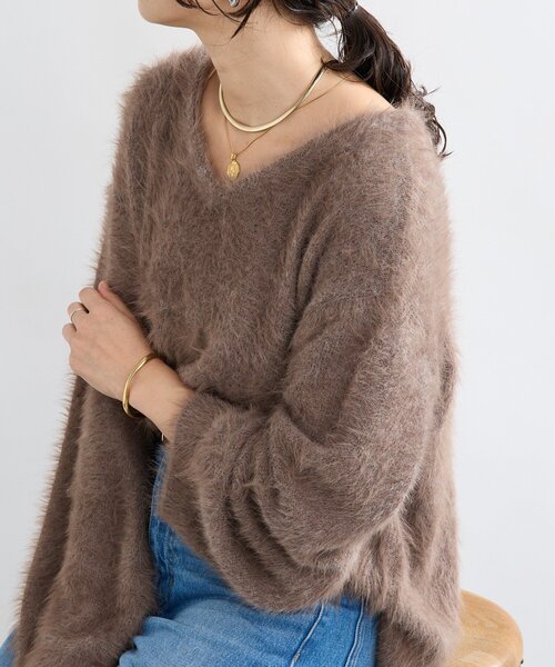 RIVE DROITE（リヴドロワ）の「【リバイバル/前後2WAY】メランジフェザー2WAYニット（ニット/セーター・レディース・チャコールグレー/ブラウン/ホワイト系その他・FREE）」の17枚目の写真