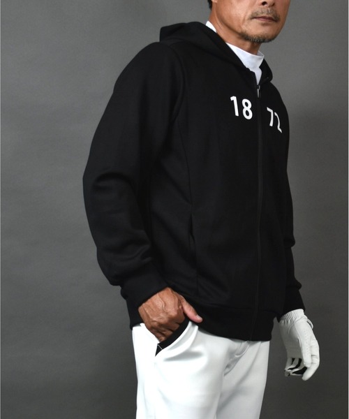 COMON GOLF(コモンゴルフ)の「プリント入り ポンチスウェット素材 フーディーゴルフジャケット(パーカー・メンズ・ホワイト/ブラック・M/XXXL/XXL/XL/L)」の22枚目の写真