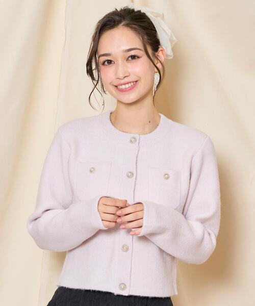 WILLSELECTION（ウィルセレクション）の「モヘアライクニットジャケット（カーディガン/ボレロ・レディース・オフホワイト/チャコールグレー/ピンク/ボルドー/ブラック・FREE）」の4枚目の写真