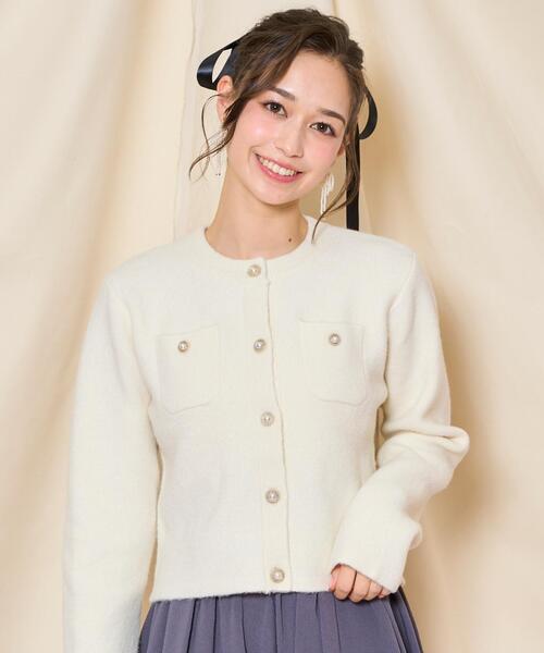 WILLSELECTION（ウィルセレクション）の「モヘアライクニットジャケット（カーディガン/ボレロ・レディース・オフホワイト/チャコールグレー/ピンク/ボルドー/ブラック・FREE）」の6枚目の写真