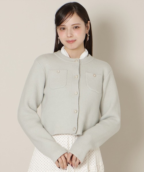 WILLSELECTION(ウィルセレクション)の「モヘアライクニットジャケット(カーディガン/ボレロ・レディース・オフホワイト/チャコールグレー/ピンク/ボルドー/ブラック/ミント・FREE)」の4枚目の写真