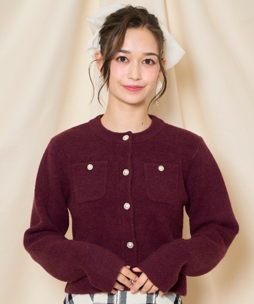 WILLSELECTION（ウィルセレクション）の「モヘアライクニットジャケット（カーディガン/ボレロ・レディース・オフホワイト/チャコールグレー/ピンク/ボルドー/ブラック・FREE）」の5枚目の写真