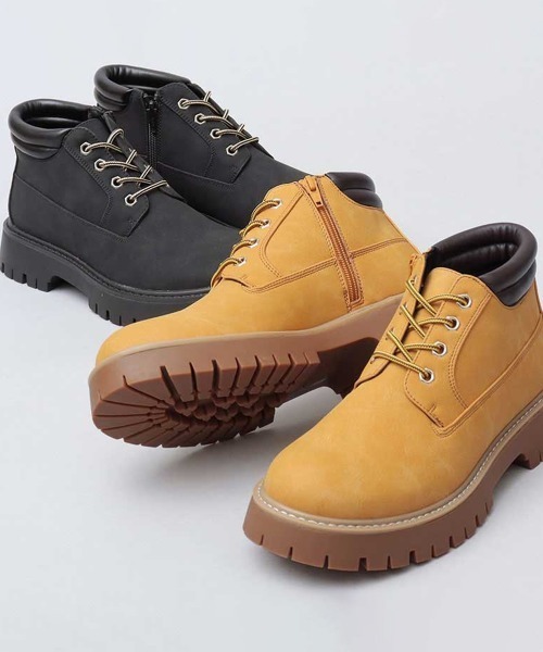 BACKYARD FAMILY(バックヤードファミリー)の「glabella SHORT WORK BOOTS(ブーツ・メンズ・ブラック/キャメル・26cm/27cm)」の3枚目の写真