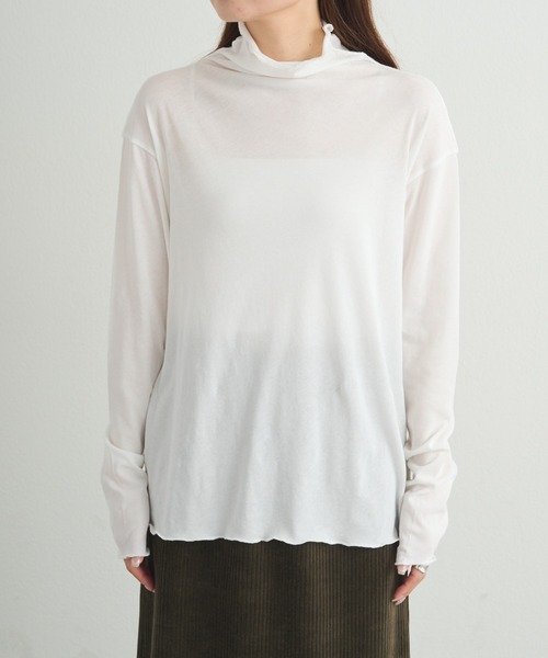 PUAL CE CIN（ピュアルセシン）の「コットンシアーハイネックカットソー（Tシャツ/カットソー・レディース・ベージュ系/オレンジ系/ブラック/オフホワイト・FREE）」の22枚目の写真