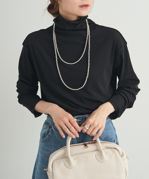 PUAL CE CIN（ピュアルセシン）の「コットンシアーハイネックカットソー（Tシャツ/カットソー・レディース・ベージュ系/オレンジ系/ブラック/オフホワイト・FREE）」の11枚目の写真