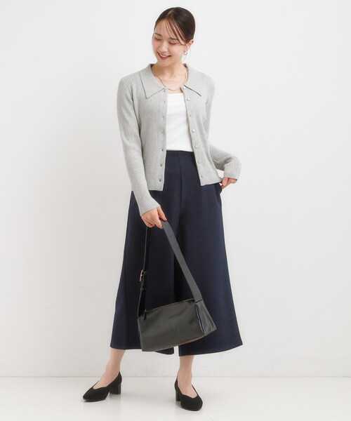 DRESKIP（ドレスキップ）の「カジュアルながらも上品な 襟付きリブニット（ニット/セーター・レディース・ブラック/グレー/ダークブラウン/レンガ・04/01/02/03）」の7枚目の写真