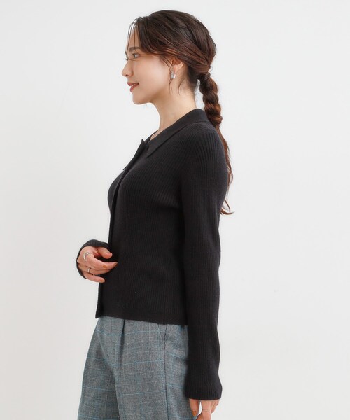 DRESKIP（ドレスキップ）の「カジュアルながらも上品な 襟付きリブニット（ニット/セーター・レディース・ブラック/グレー/ダークブラウン/レンガ・04/01/02/03）」の10枚目の写真