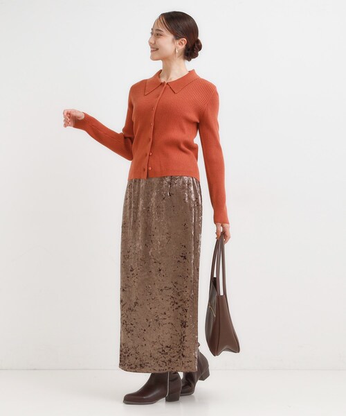 DRESKIP（ドレスキップ）の「カジュアルながらも上品な 襟付きリブニット（ニット/セーター・レディース・ブラック/グレー/ダークブラウン/レンガ・04/01/02/03）」の19枚目の写真