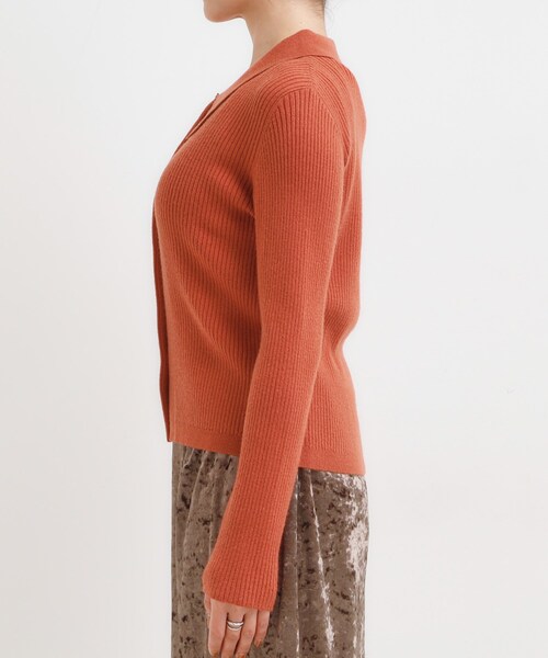 DRESKIP（ドレスキップ）の「カジュアルながらも上品な 襟付きリブニット（ニット/セーター・レディース・ブラック/グレー/ダークブラウン/レンガ・04/01/02/03）」の22枚目の写真