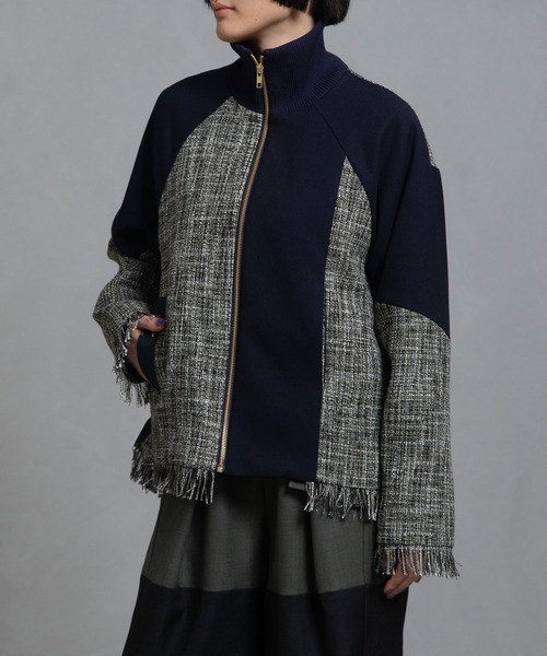 MARECHAL TERRE（マルシャルテル）の「ツイードスタンドブルゾン（ブルゾン・レディース・ベージュ/グリーン/ブラック系その他/ブラック・MEDIUM）」の4枚目の写真