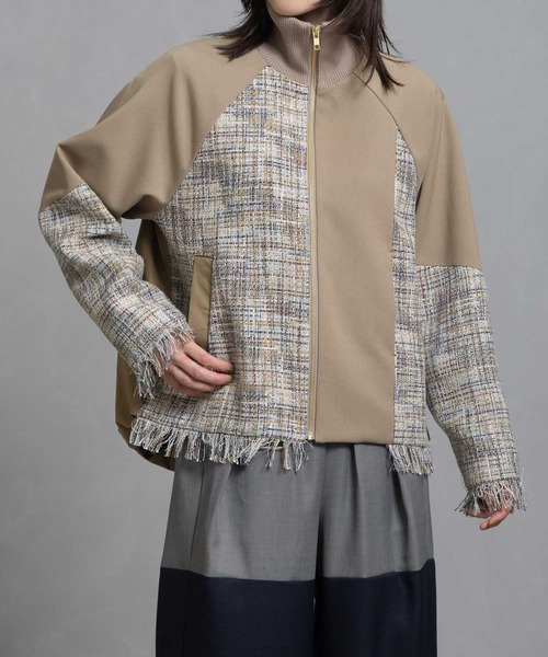 MARECHAL TERRE（マルシャルテル）の「ツイードスタンドブルゾン（ブルゾン・レディース・ベージュ/グリーン/ブラック系その他/ブラック・MEDIUM）」の14枚目の写真