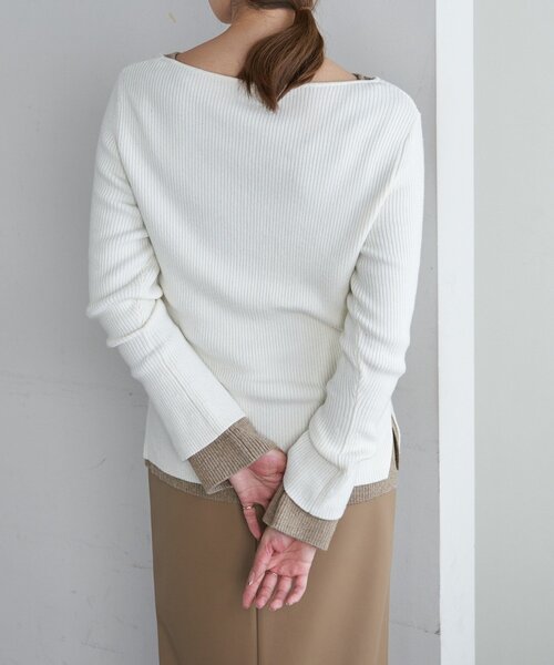 SHENERY(シーナリー)の「アシンメトリーリブニット(ニット/セーター・レディース・オフホワイト/グレー/ベージュ/ブラック・FREE)」の7枚目の写真