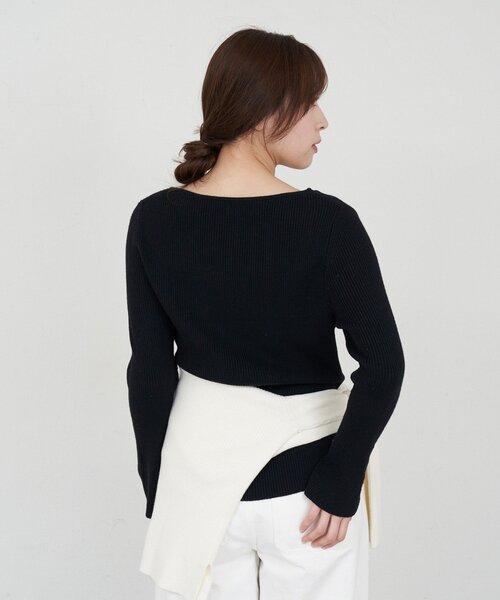 SHENERY(シーナリー)の「アシンメトリーリブニット(ニット/セーター・レディース・オフホワイト/グレー/ベージュ/ブラック・FREE)」の17枚目の写真