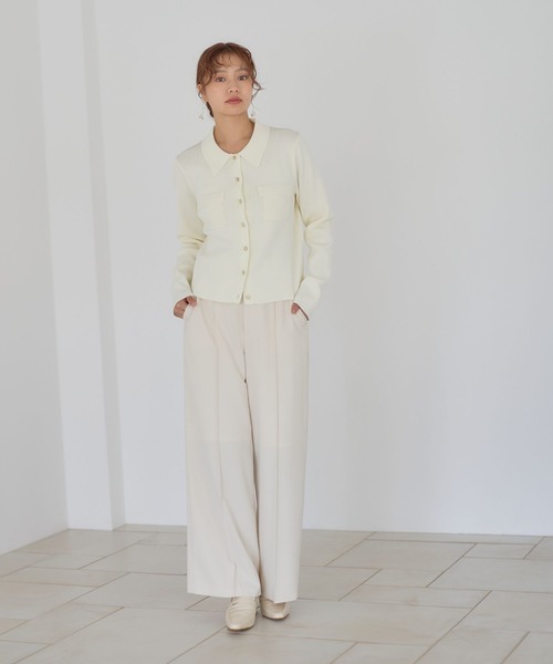 Andemiu(アンデミュウ)の「キンボタンポロニット長袖601790(ニット/セーター・レディース・ネイビー/レッド/アイボリー・FREE)」の8枚目の写真
