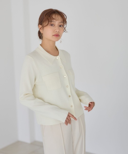 Andemiu(アンデミュウ)の「キンボタンポロニット長袖601790(ニット/セーター・レディース・ネイビー/レッド/アイボリー・FREE)」の9枚目の写真