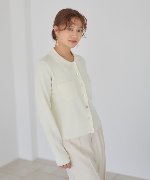 Andemiu(アンデミュウ)の「キンボタンポロニット長袖601790(ニット/セーター・レディース・ネイビー/レッド/アイボリー・FREE)」の10枚目の写真