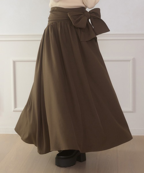 Ambre Neige(アンブルネージュ)の「Ribbon flare volume skirt / リボンフレアボリュームスカート(スカート・レディース・ブラウン系その他/ブラック・FREE)」の20枚目の写真