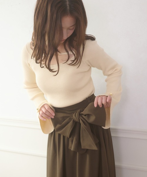 Ambre Neige(アンブルネージュ)の「Ribbon flare volume skirt / リボンフレアボリュームスカート(スカート・レディース・ブラウン系その他/ブラック・FREE)」の3枚目の写真