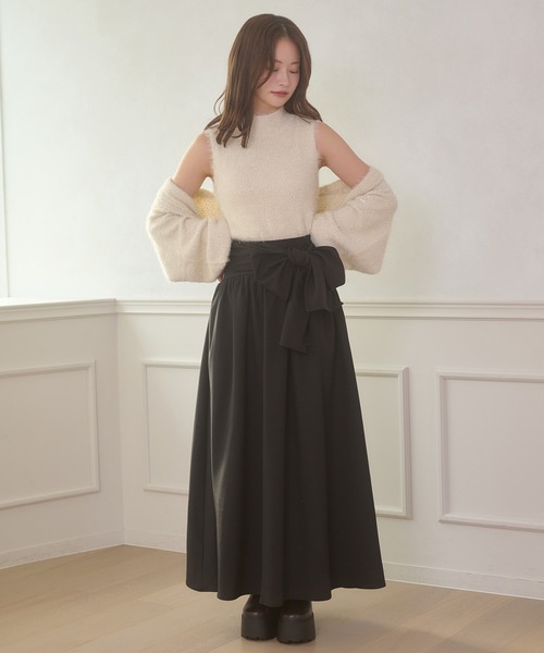 Ambre Neige(アンブルネージュ)の「Ribbon flare volume skirt / リボンフレアボリュームスカート(スカート・レディース・ブラウン系その他/ブラック・FREE)」の9枚目の写真
