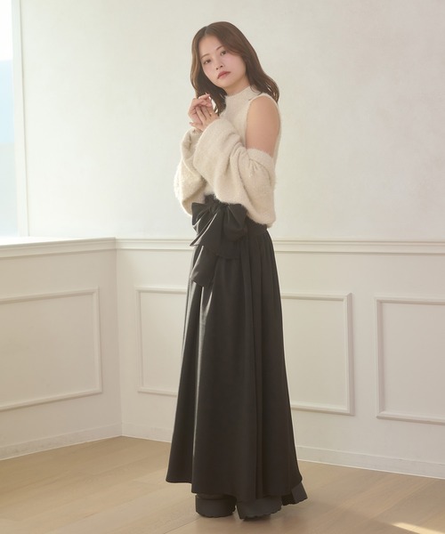 Ambre Neige(アンブルネージュ)の「Ribbon flare volume skirt / リボンフレアボリュームスカート(スカート・レディース・ブラウン系その他/ブラック・FREE)」の7枚目の写真