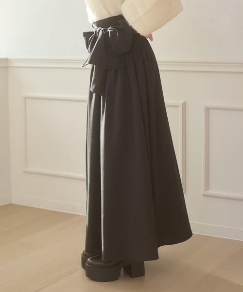 Ambre Neige(アンブルネージュ)の「Ribbon flare volume skirt / リボンフレアボリュームスカート(スカート・レディース・ブラウン系その他/ブラック・FREE)」の15枚目の写真