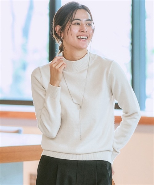 7days Life Styling（セブンデイズライフスタイリング）の「ハイネックニット（毛玉になりにくい・タンブル乾燥OK）<大きいサイズ有>（ニット/セーター・レディース・杢グレー/アイボリー/ブラック/ラベンダー・S/M/L/LL/3L/4L/5L/6L）」の2枚目の写真