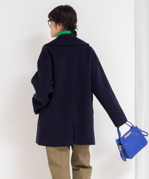 NOLLEY’S（ノーリーズ）の「【一部WEB限定アイテム】SP140リバーコート起毛メルトン仕上げ（チェスターコート・レディース・アイボリー/ブルー/ネイビー/ブルー系その他7/ベージュ・38）」の8枚目の写真