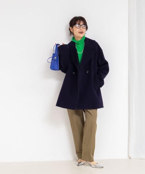 NOLLEY’S（ノーリーズ）の「【一部WEB限定アイテム】SP140リバーコート起毛メルトン仕上げ（チェスターコート・レディース・アイボリー/ブルー/ネイビー/ブルー系その他7/ベージュ・38）」の9枚目の写真