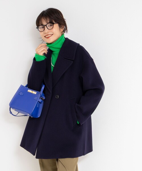 NOLLEY’S（ノーリーズ）の「【一部WEB限定アイテム】SP140リバーコート起毛メルトン仕上げ（チェスターコート・レディース・アイボリー/ブルー/ネイビー/ブルー系その他7/ベージュ・38）」の11枚目の写真