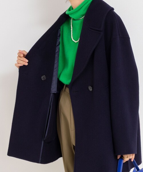 NOLLEY’S（ノーリーズ）の「【一部WEB限定アイテム】SP140リバーコート起毛メルトン仕上げ（チェスターコート・レディース・アイボリー/ブルー/ネイビー/ブルー系その他7/ベージュ・38）」の14枚目の写真