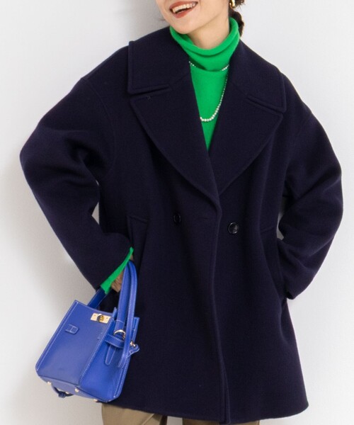 NOLLEY’S（ノーリーズ）の「【一部WEB限定アイテム】SP140リバーコート起毛メルトン仕上げ（チェスターコート・レディース・アイボリー/ブルー/ネイビー/ブルー系その他7/ベージュ・38）」の15枚目の写真