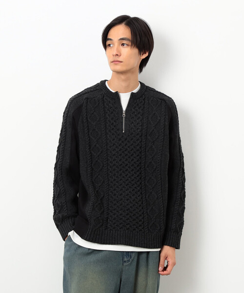 COMME CA ISM（コムサイズム）の「ニット×裏シャギーハーフジップ（ニット/セーター・メンズ・ブルー/アイボリー/ブラック・SMALL/MEDIUM/LARGE）」の3枚目の写真
